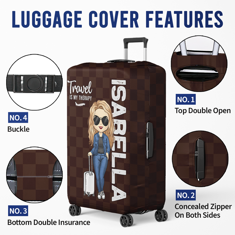 Housse de bagage personnalisée - Cadeau pour les amoureux du voyage, essentiels de voyage pour femmes, housses de valise, indispensables pour les vacances, cadeaux de voyage pour femmes, essentiels pour la lune de miel