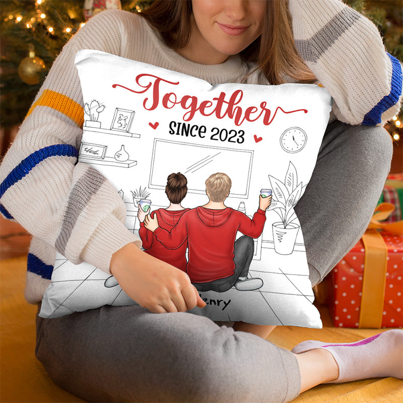 Ensemble pour toujours - Coussin personnalisé pour couple - Cadeau pour mari et femme, anniversaire