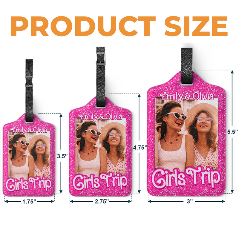 Étiquette de bagage personnalisée avec photo « It's A Girl Trip » - Cadeau de vacances, cadeau pour les amoureux de voyages d'aventure, les meilleures amies, les meilleures amies, les sœurs
