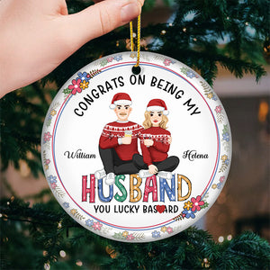 Tu es mon souhait de Noël - Ornement personnalisé pour couple - Forme ronde en céramique - Cadeau de Noël pour mari et femme, anniversaire
