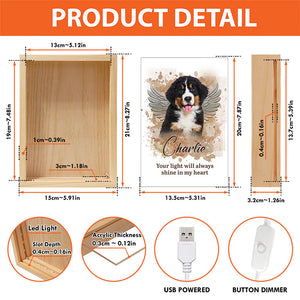 Photo personnalisée avec empreintes de pattes sur nos cœurs - Cadre photo personnalisé avec lumière - Cadeau de condoléances pour les propriétaires et les amoureux des animaux