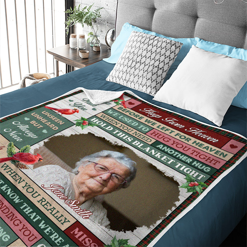 Couverture personnalisée avec photo « J'ai un ange au paradis » - Cadeau de Noël, souvenir de condoléances pour les proches
