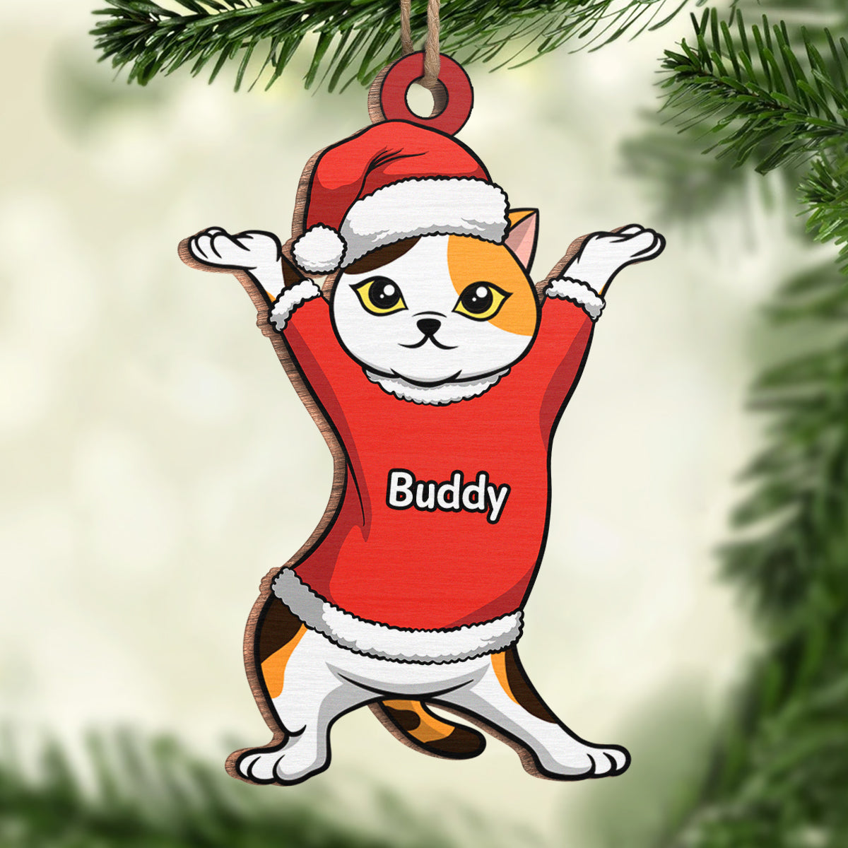Es-tu un chaton ? - Ornement personnalisé en forme de chat - Bois - Cadeau de Noël pour les propriétaires d'animaux et les amoureux des animaux