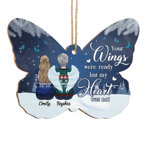 À jamais dans nos esprits - Ornement commémoratif personnalisé en bois en forme de papillon - Cadeau de Noël, cadeau de condoléances pour les membres de la famille