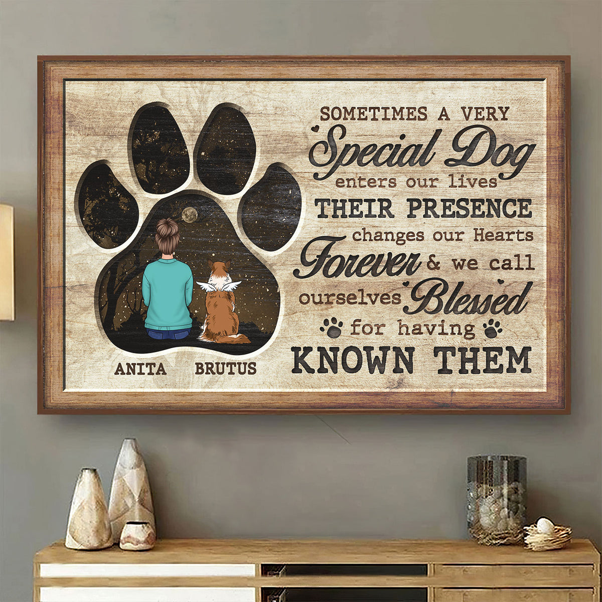 Ceux que nous aimons ne partent jamais - Affiche horizontale personnalisée - Cadeau pour les amoureux des animaux