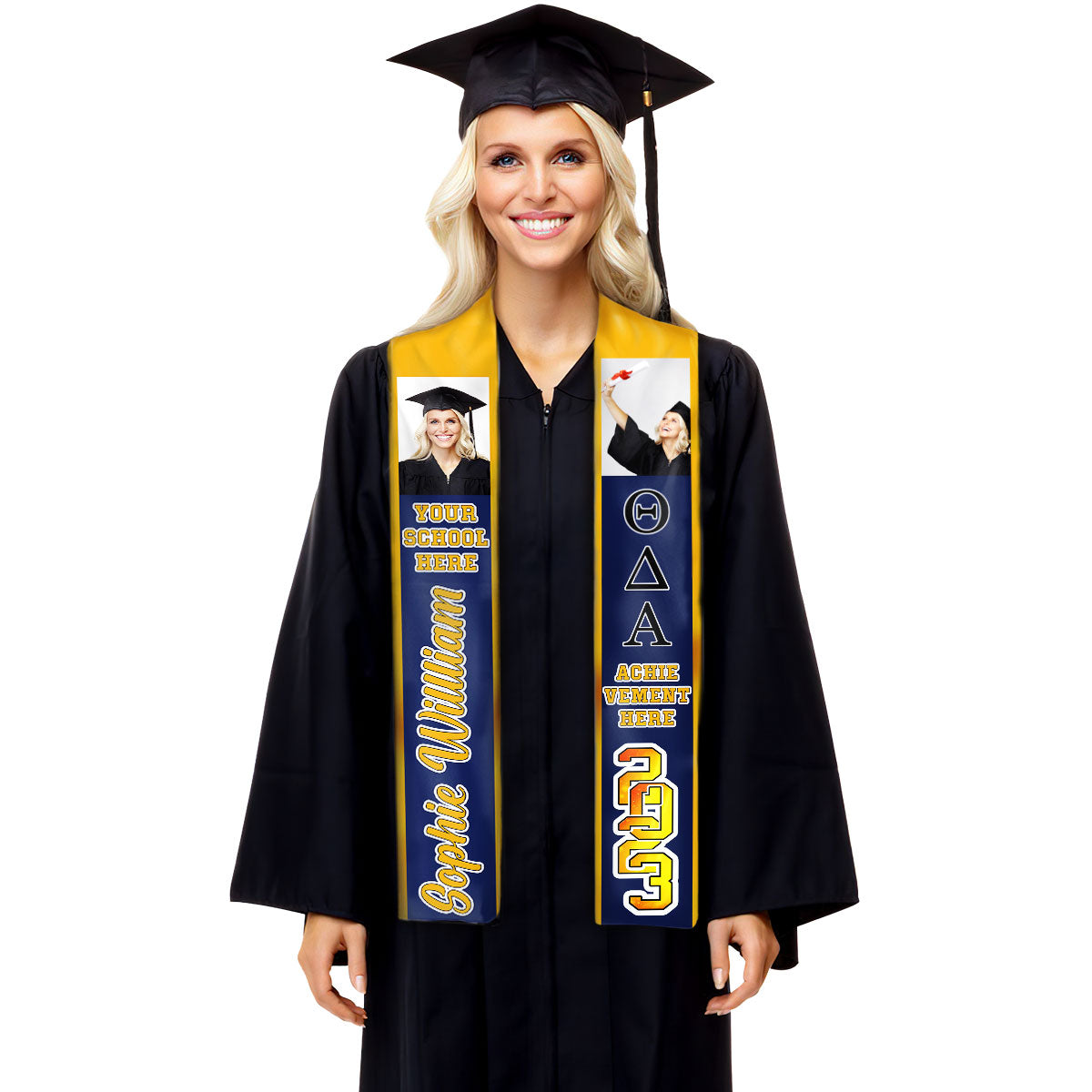 Class of 2024 Fraternity Graduation Stole - Upload Image - Personalized Graduation Stole
