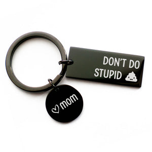 Ne fais pas de bêtises, maman ! Porte-clés humoristique en acier inoxydable noir avec inscription « Famille » - Cadeau d'anniversaire pour maman