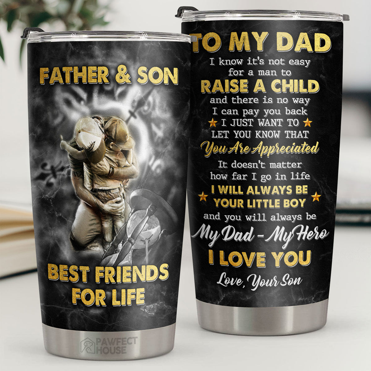 Je sais que ce n'est pas facile pour un homme d'élever un enfant - Tumbler - À mon père, cadeau pour papa, cadeau de papa de la part de sa fille et de son fils, cadeau d'anniversaire pour papa