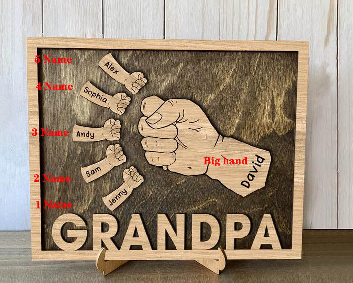 Grand-père, papa et enfants - Panneau personnalisé pour la fête des pères - Cadeau pour la fête des pères