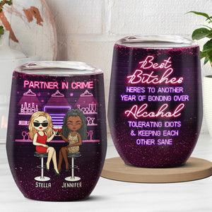 Nous ne sommes pas du sucre, des épices et tout ce qui est gentil - Verre à vin personnalisé Bestie - Cadeau pour les meilleures amies, BFF, sœurs 