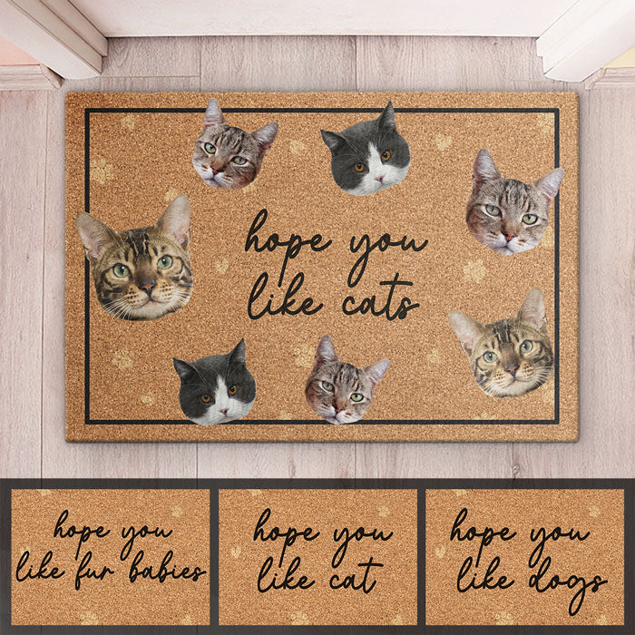 Tapis décoratif personnalisé avec photo « J'espère que vous aimez les bébés à fourrure » pour chiens et chats – Cadeau pour les propriétaires et les amoureux des animaux