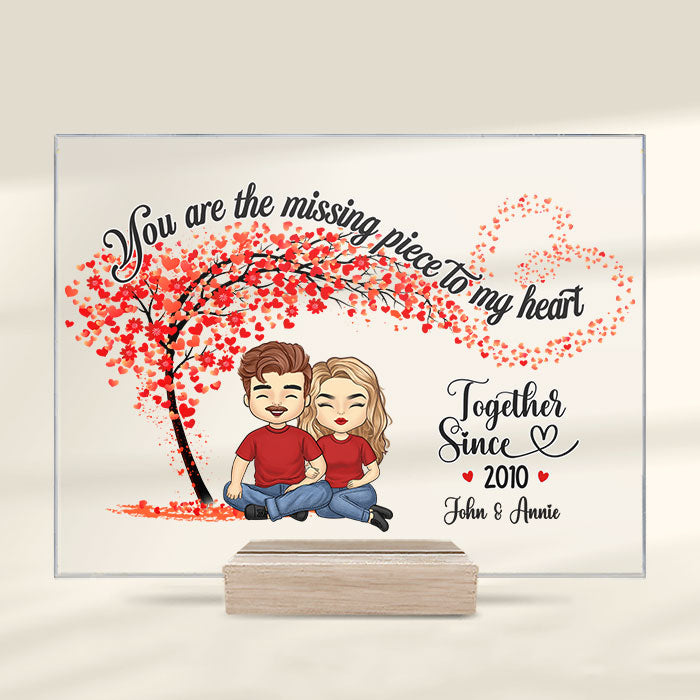 Tu es la pièce manquante de mon cœur - Plaque acrylique personnalisée pour couple - Cadeau pour mari et femme, anniversaire