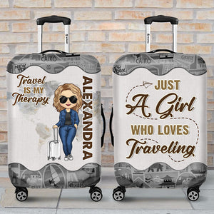 Voyager est ma thérapie - Housse de bagage personnalisée - Cadeau pour les amoureux du voyage