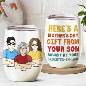 Un cadeau de fête des mères de la part de votre fils - Verre à vin personnalisé pour la famille - Cadeau de fête des mères, d'anniversaire pour maman 