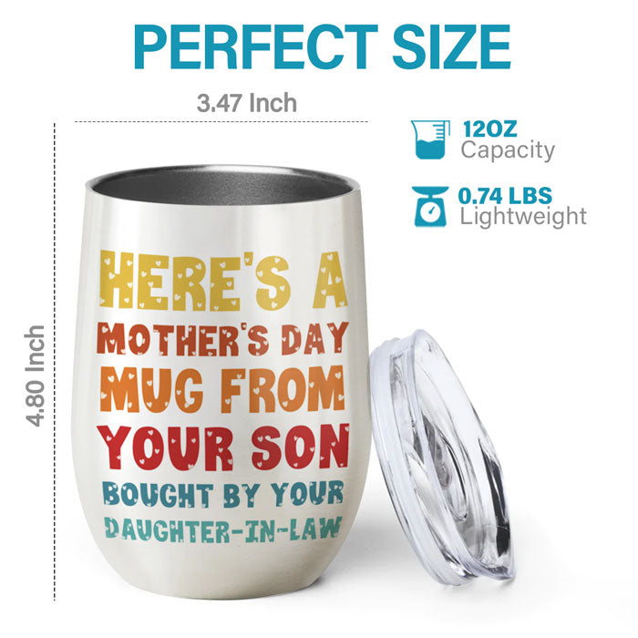Un cadeau de fête des mères de la part de votre fils - Verre à vin personnalisé pour la famille - Cadeau de fête des mères, d'anniversaire pour maman 