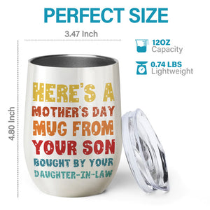 Un cadeau de fête des mères de la part de votre fils - Verre à vin personnalisé pour la famille - Cadeau de fête des mères, d'anniversaire pour maman 