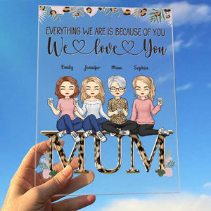 Cela vous rappelle combien nous vous aimons maman - Plaque acrylique personnalisée pour la famille - Cadeau de fête des mères, d'anniversaire pour maman
