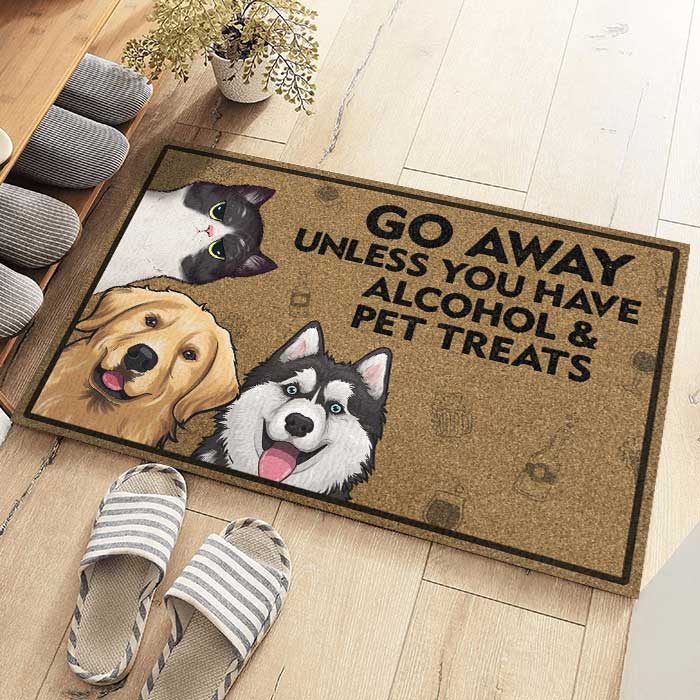 Partez à moins d'avoir de l'alcool et des friandises pour animaux - Tapis décoratif personnalisé pour chien et chat - Cadeau pour propriétaires et amoureux des animaux