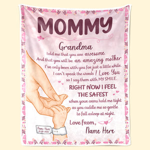 You Are Awesome Mommy - Family Personalized Custom Baby Blanket - Baby Shower Gift, Gift For First Mom