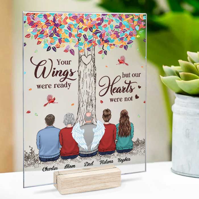 Tu resteras à jamais dans nos cœurs - Plaque commémorative rectangulaire personnalisée en acrylique - Cadeau de condoléances, cadeau pour les membres de la famille