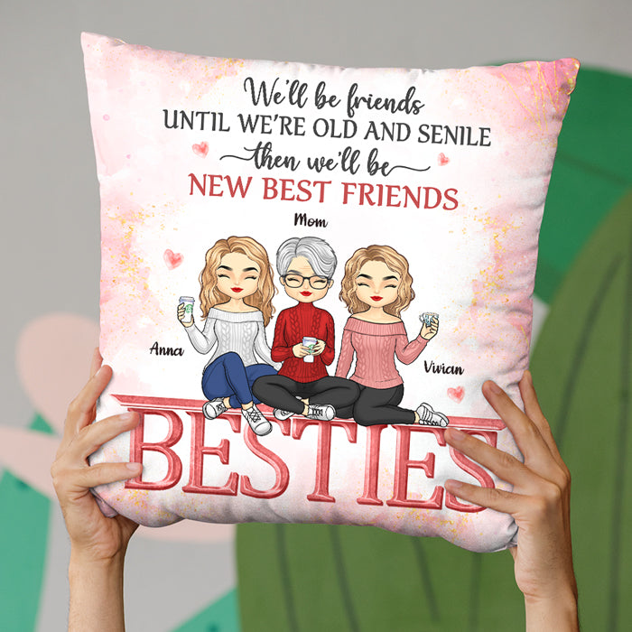 Nous serons amis pour toujours - Oreiller personnalisé Bestie - Cadeau pour meilleures amies, BFF, sœurs
