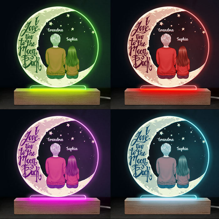 Je t'aime plus que tout - Lampe LED 3D ronde personnalisée pour la famille - Cadeau d'anniversaire pour grand-mère et fête des mères