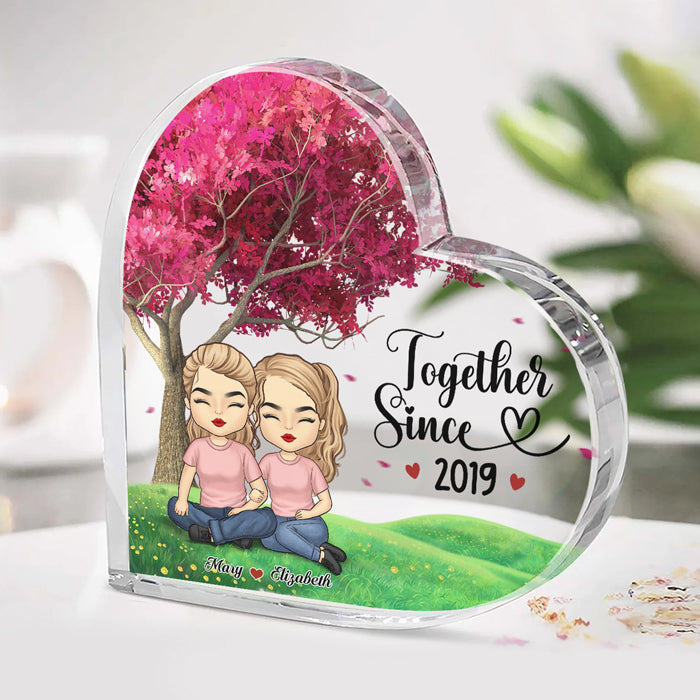 Depuis que nous sommes ensemble - Plaque acrylique personnalisée en forme de cœur pour couple - Cadeau pour mari et femme, anniversaire