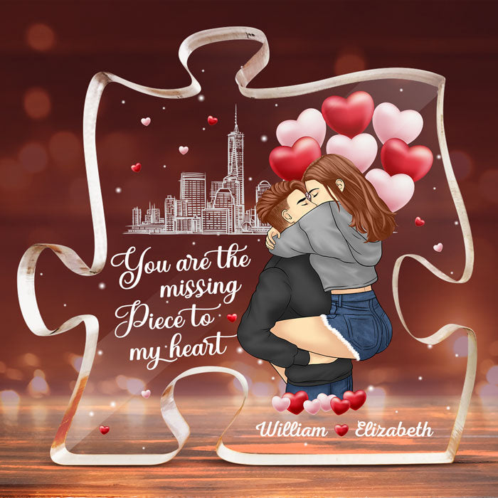 You Are My Missing Piece - Couple Personalized Custom Puzzle Shaped Acrylic Plaque - Gift For Husband Wife, Anniversary