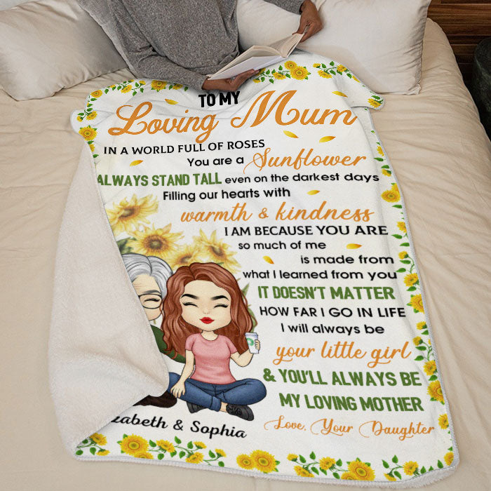 À ma maman bien-aimée, tu es un tournesol - Couverture personnalisée pour la famille - Cadeau de fête des mères, d'anniversaire pour maman de la part de sa fille