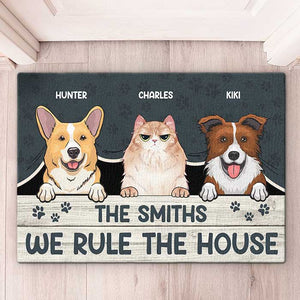 We Rule The House - Dog & Cat Personalized Custom Decorative Mat - Gift For Pet Owners, Pet Lovers