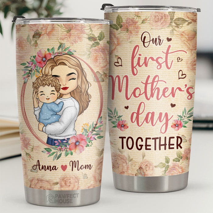 Notre première fête des mères ensemble - Gobelet personnalisé en famille - Cadeau de fête des mères, d'anniversaire pour la première maman