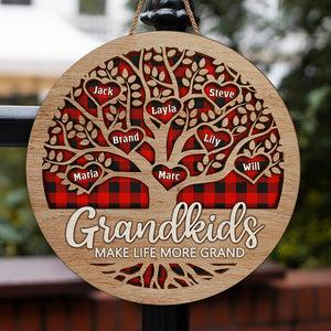 Les petits-enfants rendent la vie plus agréable – Panneau en bois personnalisé pour la décoration de la maison – Cadeau de pendaison de crémaillère pour grand-mère et grand-père