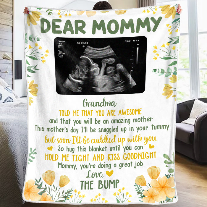 Couverture personnalisée - Cadeaux personnalisés pour baby shower, révélation du sexe du bébé pour les nouvelles mamans, les nouveaux papas, les nouveaux parents - Bientôt, je serai blotti contre toi