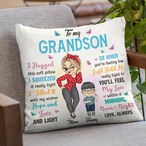 Quand vous vous sentez déprimé, serrez-le très fort - Oreiller personnalisé pour la famille - Cadeau pour les petits-enfants