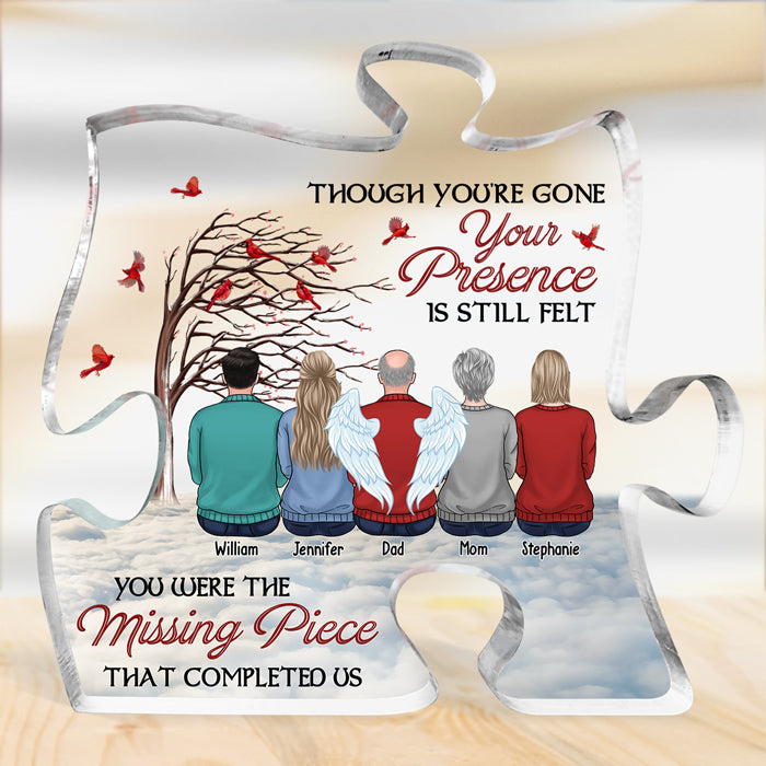 La famille n'est plus la même sans toi - Plaque commémorative personnalisée en acrylique en forme de puzzle - Cadeau de condoléances, cadeau pour les membres de la famille
