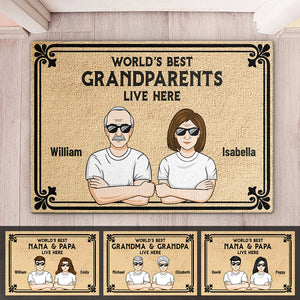 World's Best Grandparents Live Here - Family Personalized Custom Decorative Mat - Gift For Grandparents
