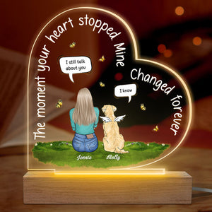 Je parle toujours de toi - Lampe LED 3D personnalisée en forme de cœur - Cadeau de condoléances, cadeau pour les propriétaires d'animaux et les amoureux des animaux