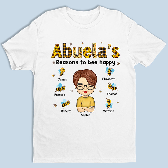 Mes raisons d'être heureux - T-shirt, sweat à capuche, sweat-shirt unisexe personnalisé pour la famille - Cadeau de fête des mères, d'anniversaire pour grand-mère