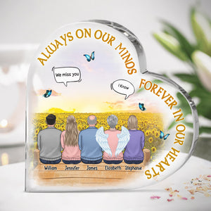 Tu es à jamais dans nos cœurs - Plaque commémorative personnalisée en acrylique en forme de cœur - Cadeau de condoléances, pour les membres de la famille