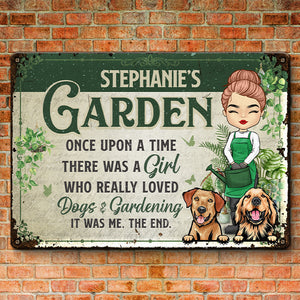 A Girl Who Really Loved Dogs & Gardening - Garden Personalized Custom Home Decor Metal Sign - House Warming Gift For Gardening Lovers