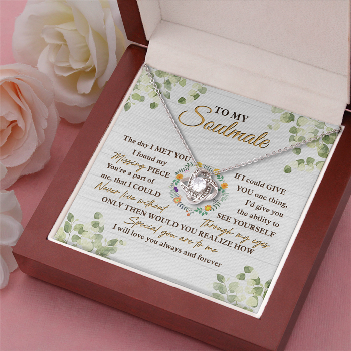 Le jour où je t'ai rencontré, j'ai trouvé la pièce manquante - Collier nœud d'amour pour couple - Cadeau pour femme, anniversaire