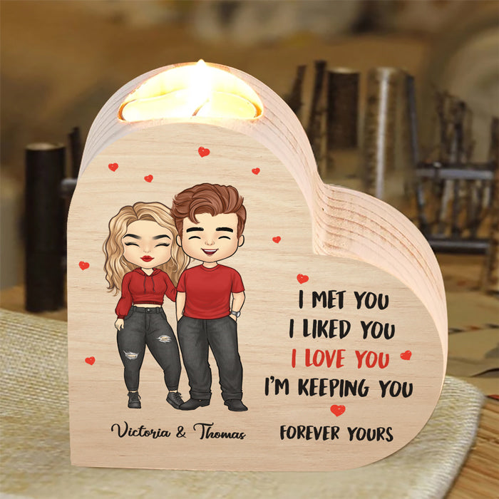 Je te garde à jamais à toi - Bougeoir personnalisé en forme de cœur pour couple - Cadeau pour mari et femme, anniversaire