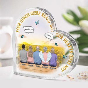 Tu es à jamais dans nos cœurs - Plaque commémorative personnalisée en acrylique en forme de cœur - Cadeau de condoléances, pour les membres de la famille