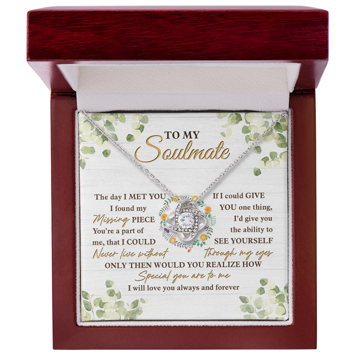 Le jour où je t'ai rencontré, j'ai trouvé la pièce manquante - Collier nœud d'amour pour couple - Cadeau pour femme, anniversaire