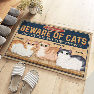 Attention, les chats de garde sont de service ! Tapis décoratif personnalisé pour chat ! Cadeau pour propriétaires et amoureux des animaux