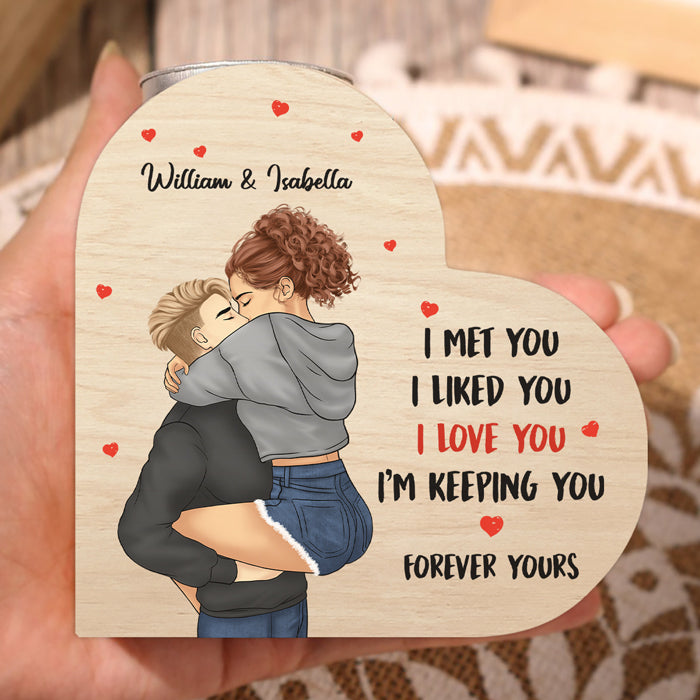 Je t'aime et je suis à toi pour toujours - Bougeoir personnalisé en forme de cœur pour couple - Cadeau pour mari et femme, anniversaire