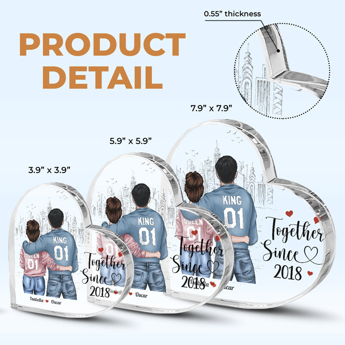 Aucun retour ni remboursement - Plaque acrylique personnalisée en forme de cœur pour couple - Cadeau pour mari et femme, anniversaire
