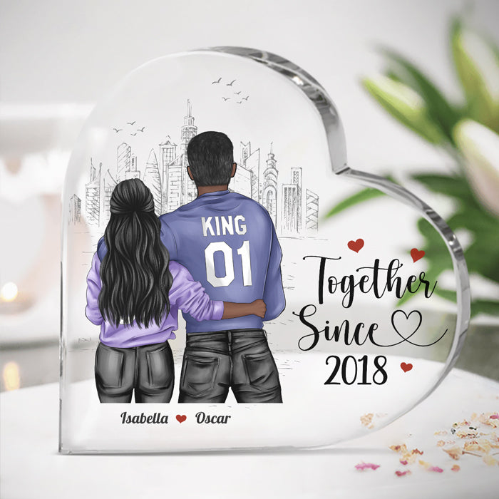 Aucun retour ni remboursement - Plaque acrylique personnalisée en forme de cœur pour couple - Cadeau pour mari et femme, anniversaire