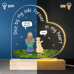 Je parle toujours de toi - Lampe LED 3D personnalisée en forme de cœur - Cadeau de condoléances, cadeau pour les propriétaires d'animaux et les amoureux des animaux