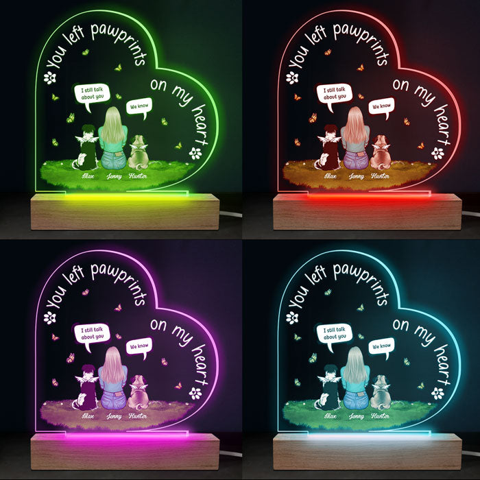 Je parle toujours de toi - Lampe LED 3D personnalisée en forme de cœur - Cadeau de condoléances, cadeau pour les propriétaires d'animaux et les amoureux des animaux